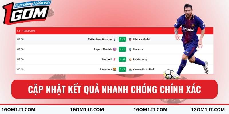 Cập nhật kết quả nhanh chóng chính xác